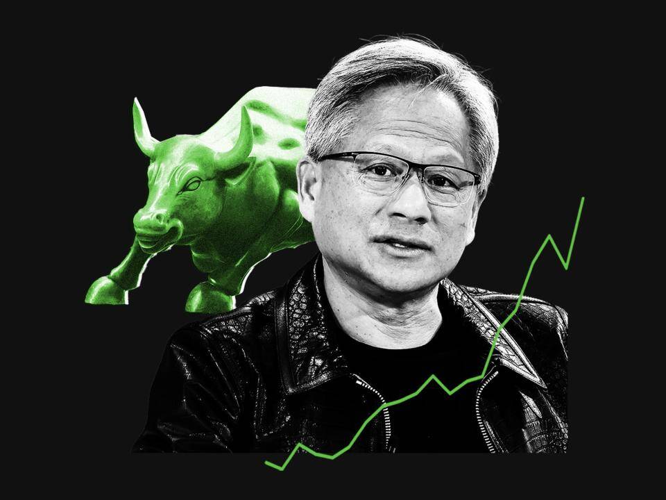 Nvidia CEO ⁣with the wall street bull