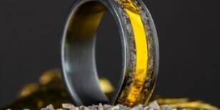 Captivating Apollo 11 Moon Meteorite Wedding Ring: A Celestial Piece of History